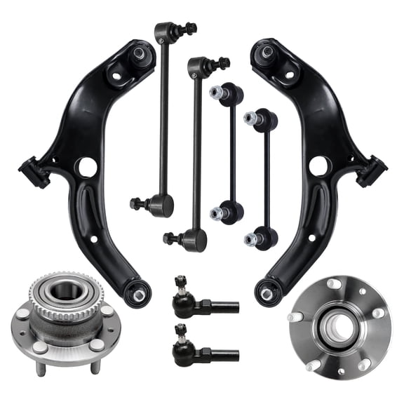 Detroit Axle - 10pc Suspension Kit for 01-03 Mazda Protege, 02-03 Protege5, 2 Front Lower Control Arms 2 Rear Wheel Hub Bearings 4 Front Rear Sway Bars 2 Front Outer Tie Rods [w/ Sport Suspension]