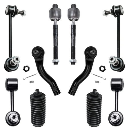 Detroit Axle - 10PC Front and Rear Sway Bars Inner Outer Tie Rods w/Rack Boots for 06-10 Ford Fusion - [2007-2009 Lincoln MKZ] - 2006 Lincoln Zephyr - [2006-2009 Mercury Milan]