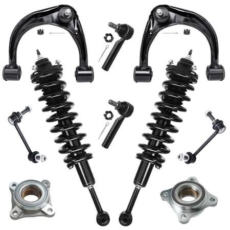 Detroit Axle - 10pc Front End Suspension Kit for Toyota 4Runner FJ Cruiser 03-09, Wheel Bearing Hubs Struts Control Arms + Ball Joint Tie Rods Sway Bars 2003 2004 2005 2006 2007 2008 2009 Replacement