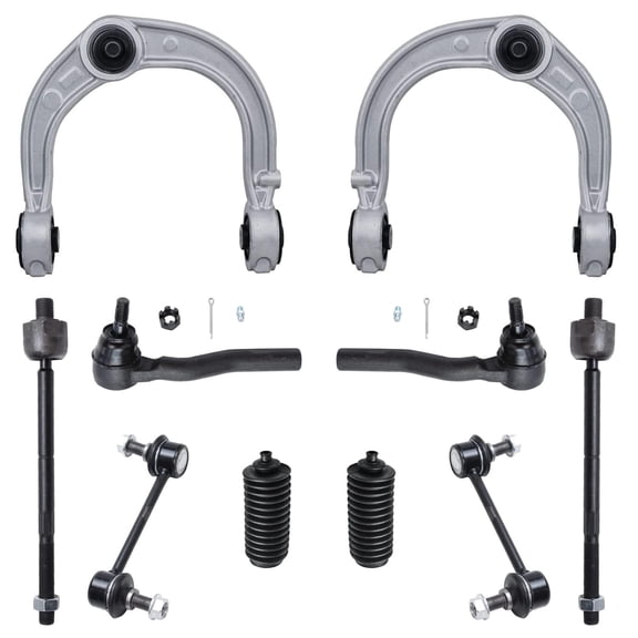 Detroit Axle - 10PC Front Upper Control Arms w/Ball Joint, Sway Bars, Inner and Outer Tie Rods w/Rack Tie Rod Boots for 2003 2004 2005 2006 2007 Cadillac CTS RWD ONLY