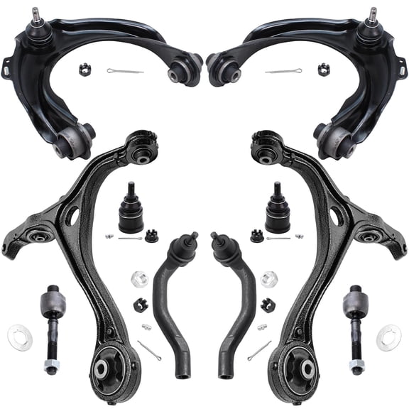 Detroit Axle - 10PC Front Upper Lower Control Arms w/Ball Joints, Inner and Outer Tie Rods Replacement for 2004-2008 Acura TSX - [2003-2007 Honda Accord L4 2.4L]