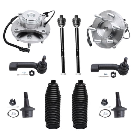 Detroit Axle - 10pc 2WD Front Wheel Hubs Tie Rods w/Boots Lower Ball Joints Replacement for Ford F-150