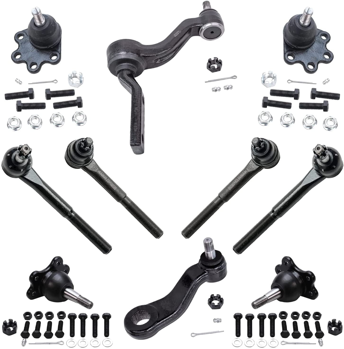 Detroit Axle 10pc 4WD Front Tie Rods Ball Joints Pitman Idler Arms