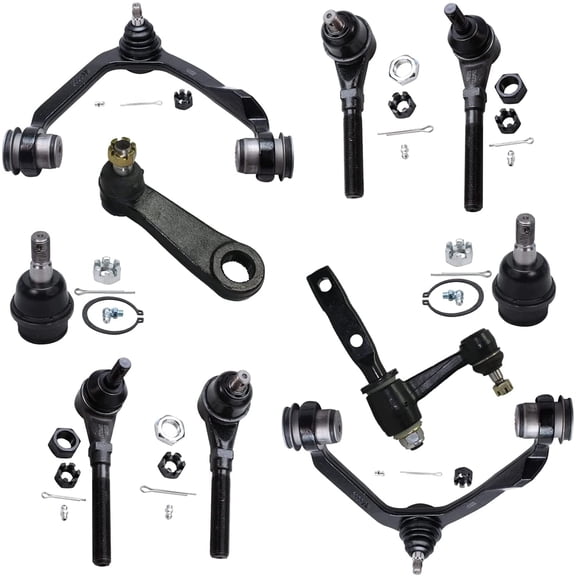 Detroit Axle - 4WD Front End Kit for Ford Expedition F-150 F-250 Lincoln Navigator 2 Upper Control Arms w/Ball Joints 2 Lower Ball Joints 4 Tie Rods Pitman Arm Idler Arm Replacement