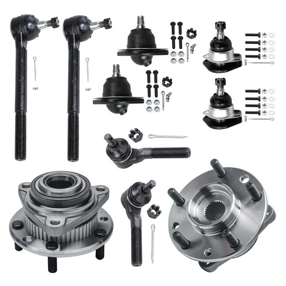 Detroit Axle - 10pc 4WD Front Wheel Hubs Ball Joints Tie Rods Replacement for Chevy S10 GMC Jimmy