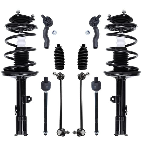 Detroit Axle - 10pc AWD Front Struts & Coil Spring Sway Bars Tie Rods w/ Boots Replacement for Toyota RAV4