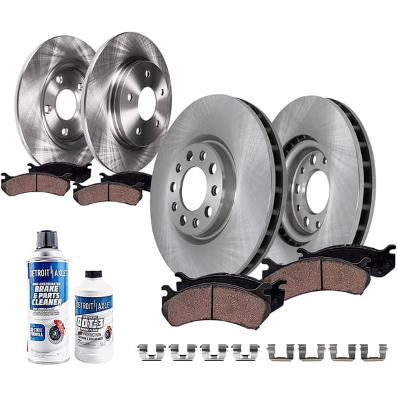 Detroit Axle - 10pc Brake Kit for 2017 2018 Chevy Malibu [with Manual Parking Brake], Disc Brakes Rotors Ceramic Brake Pads Replacement: 11.81" inch Front and 11.34" inch Rear Rotor