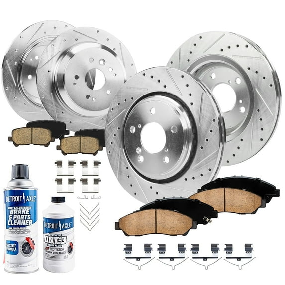 Detroit Axle - 10pc Brake Kit for Acura 14-16 MDX, Drilled and Slotted Disc Brakes Rotors 2014 2015 2016 Ceramic Brake Pads Replacement: 12.60" inch Front and 12.98" inch Rear Rotors