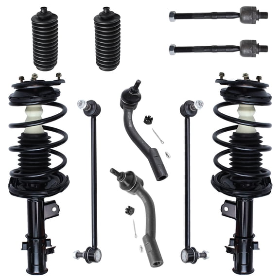 Detroit Axle - 10pc FWD Front Struts & Coil Spring Tie Rods w/Boots Sway Bars Replacement for Hyundai Accent Fits select: 2009-2011 HYUNDAI ACCENT GLS, 2007-2008 HYUNDAI ACCENT BASE/GS
