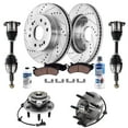 thumbnail image 1 of Detroit Axle - 10pc Front CV Axle Shafts Wheel Hub and Bearings Drilled and Slotted Rotors Brake Pads for 2005 2006 Chevy GMC Silverado Sierra 1500 4x4, 1 of 8