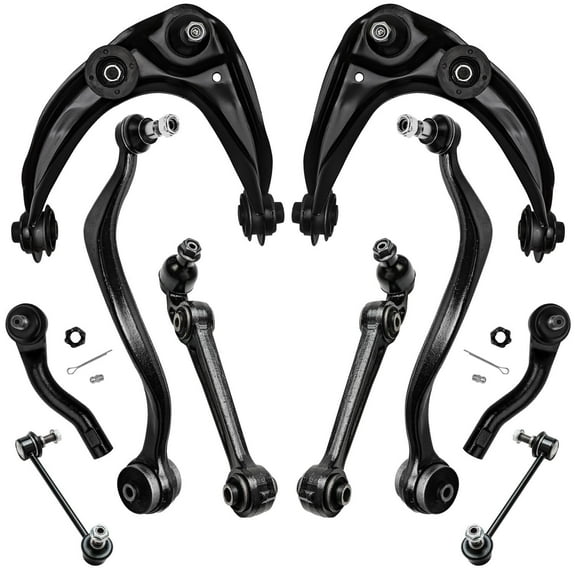 Detroit Axle - 10pc Front End Control Arms Kit for 07-10 Ford Fusion, 07-09 Lincoln MKZ Mercury Milan, Lower Upper Control Arms Outer Tie Rods Sway Bars 2007 2008 2009 2010 Replacement