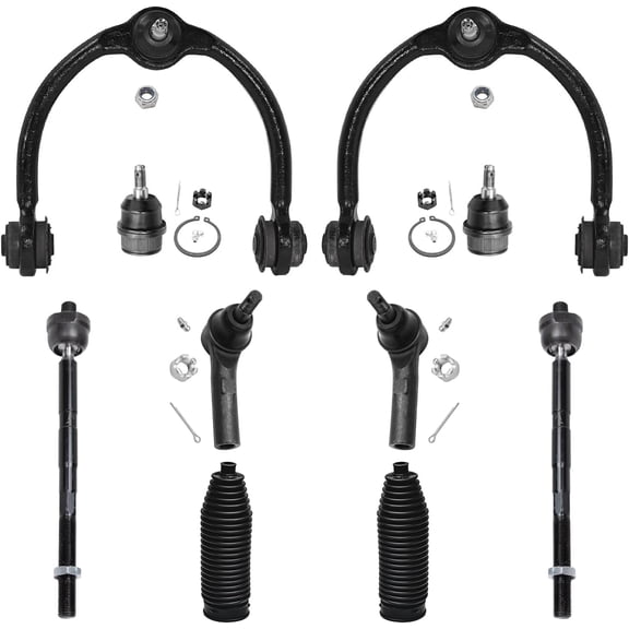 Detroit Axle - 10pc Front End Kit for 2005-2010 Jeep Commander Grand Cherokee, 2 Upper Control Arms with Ball Joint 2 Lower Ball Joints 4 Inner Outer Tie Rods 2 Boots 2006 2007 2008 2009 Replacement