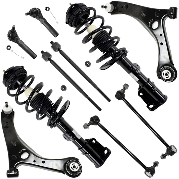 Detroit Axle - 10pc Front End Kit for 2008-2010 Chrysler Town & Country Dodge Grand Caravan, Lower Control Arms Tie Rods Sway Bars Struts 2009 Replacement Suspension Ready Struts Shocks Assembly