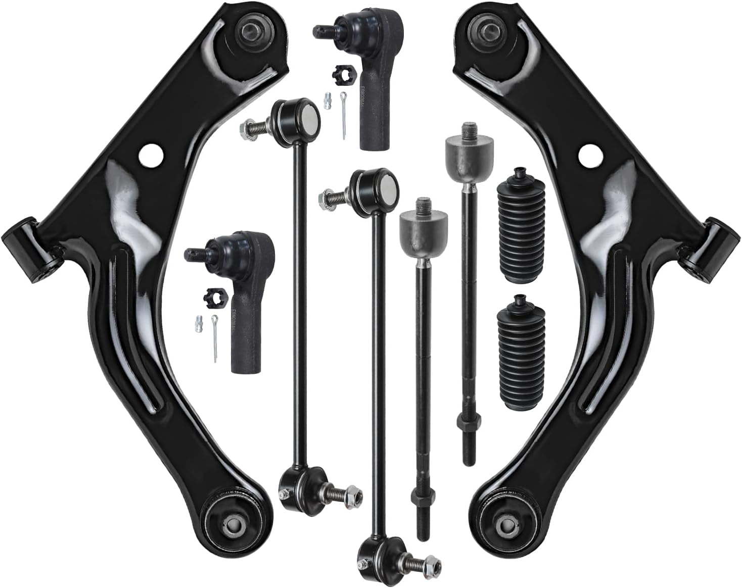 Detroit Axle - 10pc Front End Kit for 2009-2012 Ford Escape 2010-2011 Mazda Tribute Mercury Mariner, 2 Lower Control Arms with Ball Joint 4 Inner Outer Tie Rods 2 Sway Bar Links 2 Boots Replacement