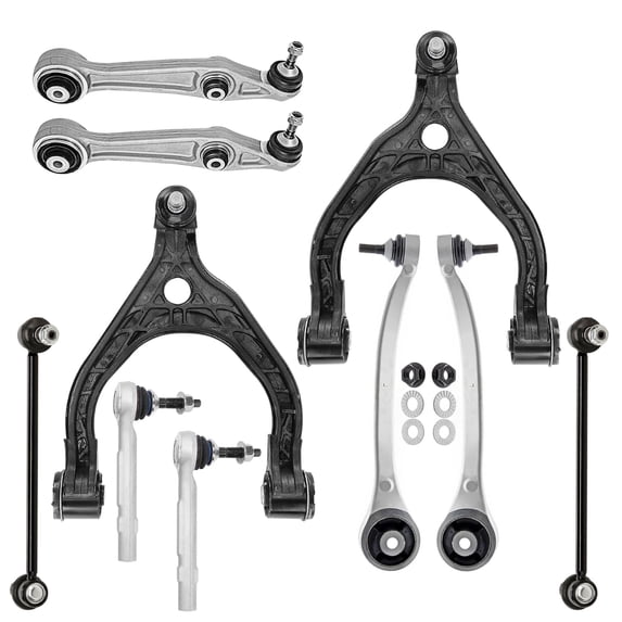 Detroit Axle - Front Suspension Kit for 2016-2024 Tesla Model X 2017 2018 2019 2020 2021 2022 2023 Upper and Lower Forward & Rearward Control Arms with Ball Joints Sway Bars Outer Tie Rods Replacemen