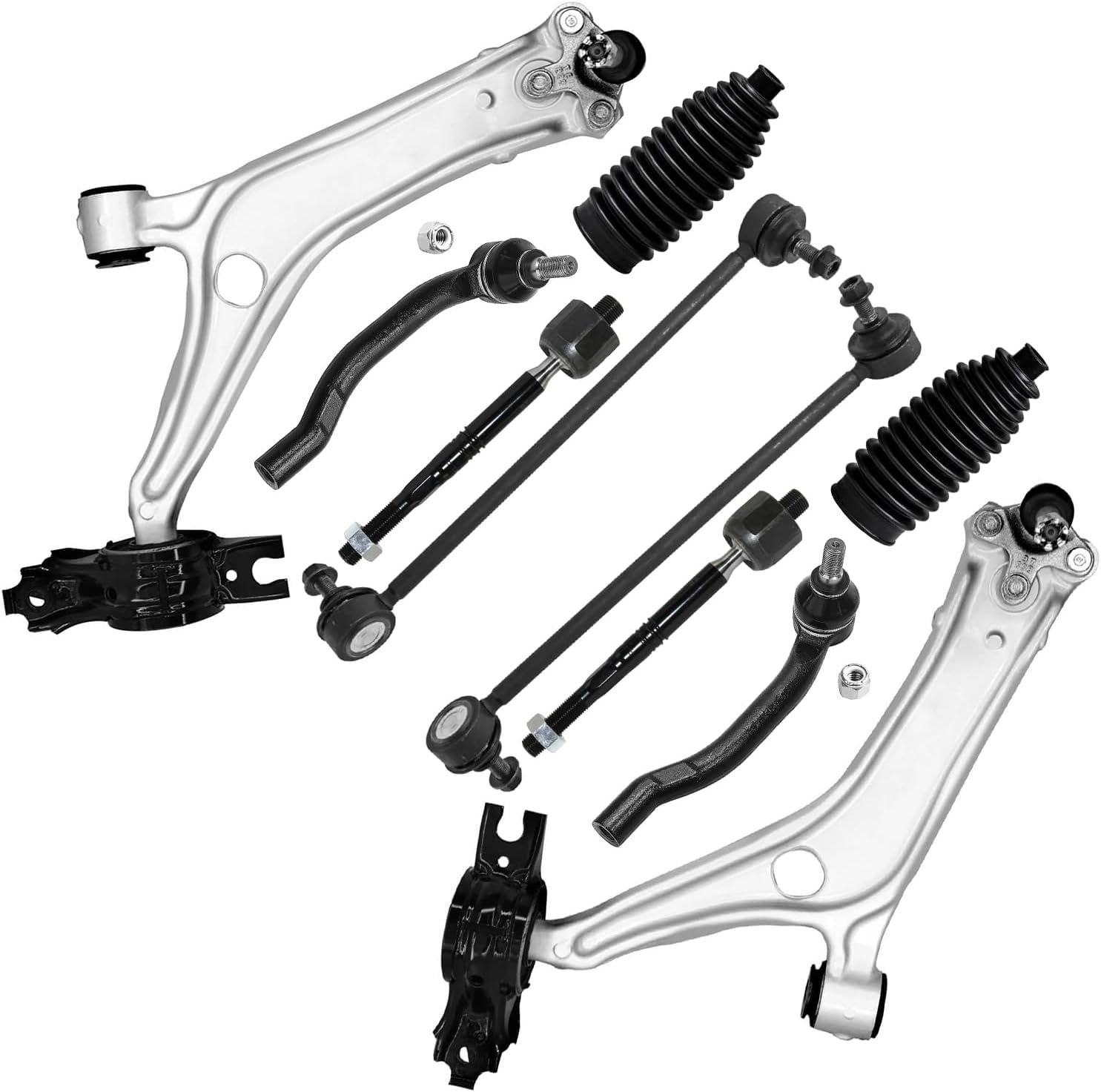 Detroit Axle - 10pc Front End Kit for 2018 2019 2020 2021 2022 Honda Accord, 2 Lower Control Arms with Ball Joint 2 Sway Bar End Links 4 Inner and Outer Tie Rods 2 Boots Replacement