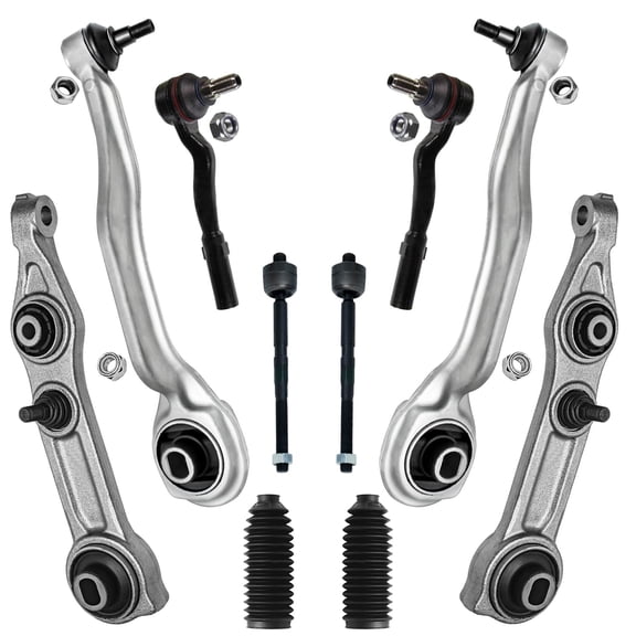Detroit Axle - 10pc Front End Kit for Benz E350 E320 E500 CLS550 CLS500 E550, CLS63 CLS55 E55 E63 AMG, 4 Lower Rearward & Forward Control Arms w/Ball Joint 4 Inner & Outer Tie Rods 2 Boots