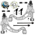thumbnail image 1 of Detroit Axle - 10pc Front End Kit for Buick LeSabre Park Avenue Riviera Cadillac DeVille SeVille 2 Lower Control Arms w/Ball Joints 2 Wheel Bearing Hubs 4 Tie Rods 2 Sway Bars Replacement, 1 of 7