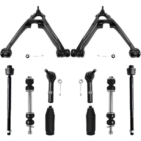 Detroit Axle - 10pc Front End Kit for Chevy GMC Silverado Sierra Suburban 1500 Tahoe Yukon Cadillac Escalade, 2 Lower Control Arms w/Ball Joints 4 Tie Rods 2 Sway Bars 2 Boots Replacement