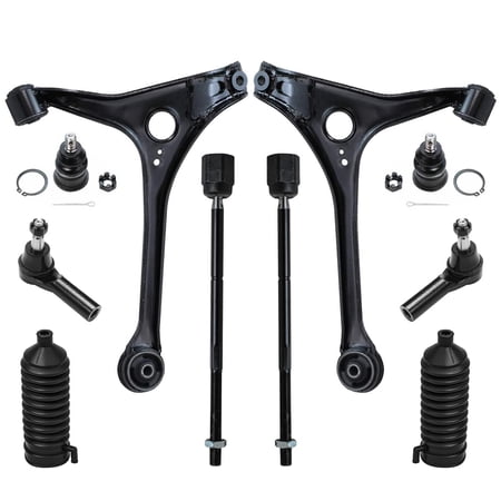 Detroit Axle - 10pc Front End Kit for Ford 1998-2007 Taurus, 98-05 Mercury Sable, 2 Lower Control Arms 4 Tie Rods 2 Lower Ball Joints 2 Boots 1999 2000 2001 2002 2003 2004 2005 2006 Replacement