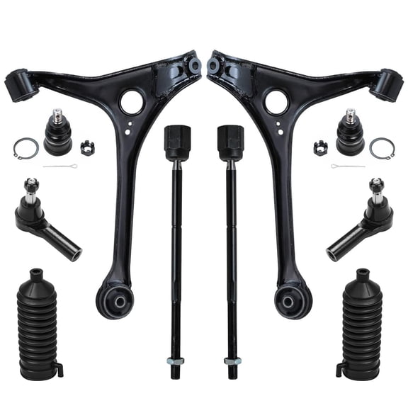 Detroit Axle - 10pc Front End Kit for Ford 1998-2007 Taurus, 98-05 Mercury Sable, 2 Lower Control Arms 4 Tie Rods 2 Lower Ball Joints 2 Boots 1999 2000 2001 2002 2003 2004 2005 2006 Replacement