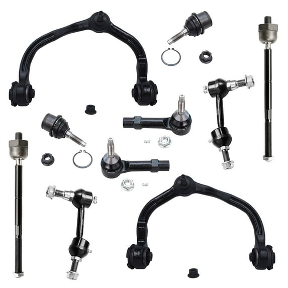 Detroit Axle - 10pc Front End Suspension Kit for 2003-2004 Ford Expedition Lincoln Navigator 2 Upper Control Arms w/Ball Joints 2 Lower Ball Joints 4 Tie Rods 2 Sway Bars Replacement