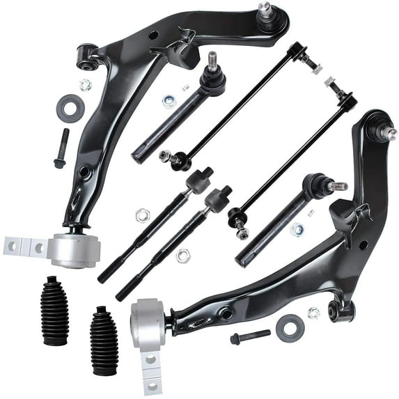 Detroit Axle - 10pc Front End Suspension Kit for 2003-2004 Nissan Murano 2 Lower Control Arms w/Ball Joints 4 Tie Rods 2 Sway Bars 2 Boots Replacement