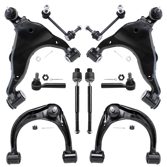 Detroit Axle - 10pc Front End Suspension Kit for 2003-2009 Toyota 4Runner FJ Cruiser Lexus GX470 2004 2005 2006 2007 2008, 4 Upper Lower Control Arms Ball Joints 4 Inner Outer Tie Rods 2 Sway Bars