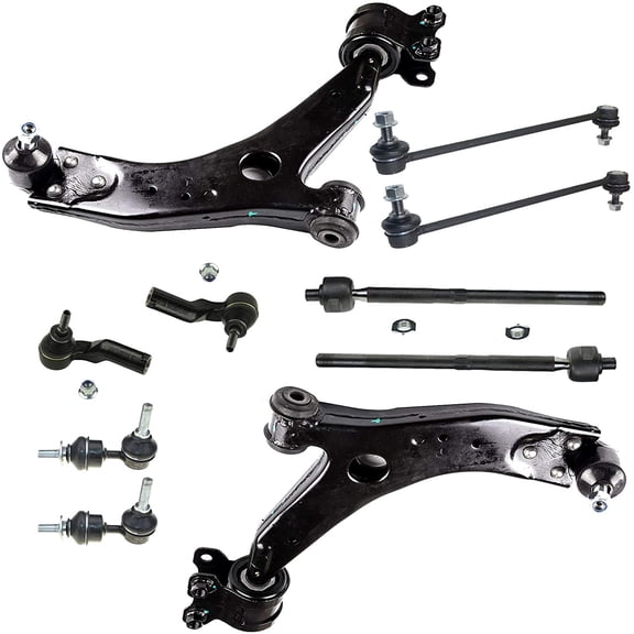 Detroit Axle - 10pc Front End Suspension Kit for 2006 Volvo C70, 2004-2006 S40, 2005-2006 V50, Lower Control Arms Tie Rods Front Rear Sway Bar Links Replacement