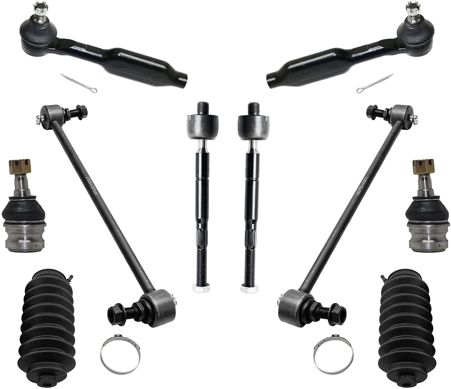 Detroit Axle - 10pc Front Inner Outer Tie Rods w/Boots Sway Bar Links ...
