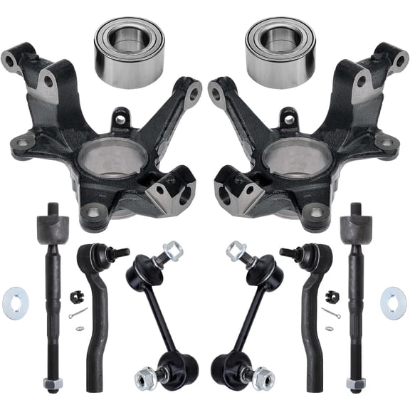 Detroit Axle - 10pc Front Loaded Knuckles Kit for 2007 2008 2009 2010 2011 2012 Mazda CX-7, 2 Steering Knuckles 2 Wheel Bearings 2 Sway Bar Links 4 Inner Outer Tie Rods Replacement