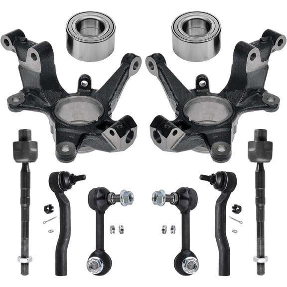 Detroit Axle - 10pc Front Loaded Knuckles Kit for 2007-2013 Mazda CX-9, 2 Steering Knuckles 2 Wheel Bearings 2 Sway Bars 4 Outer Inner Tie Rods 2008 2009 2010 2011 2012 Replacement