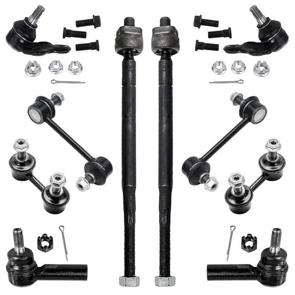 Detroit Axle - 10pc Front Suspension Kit for 1993-1995 Toyota Corolla Geo Prizm 2 Lower Ball Joints 4 Tie Rod End Links 4 Front Rear Sway Bar End Links 1994 Replacement