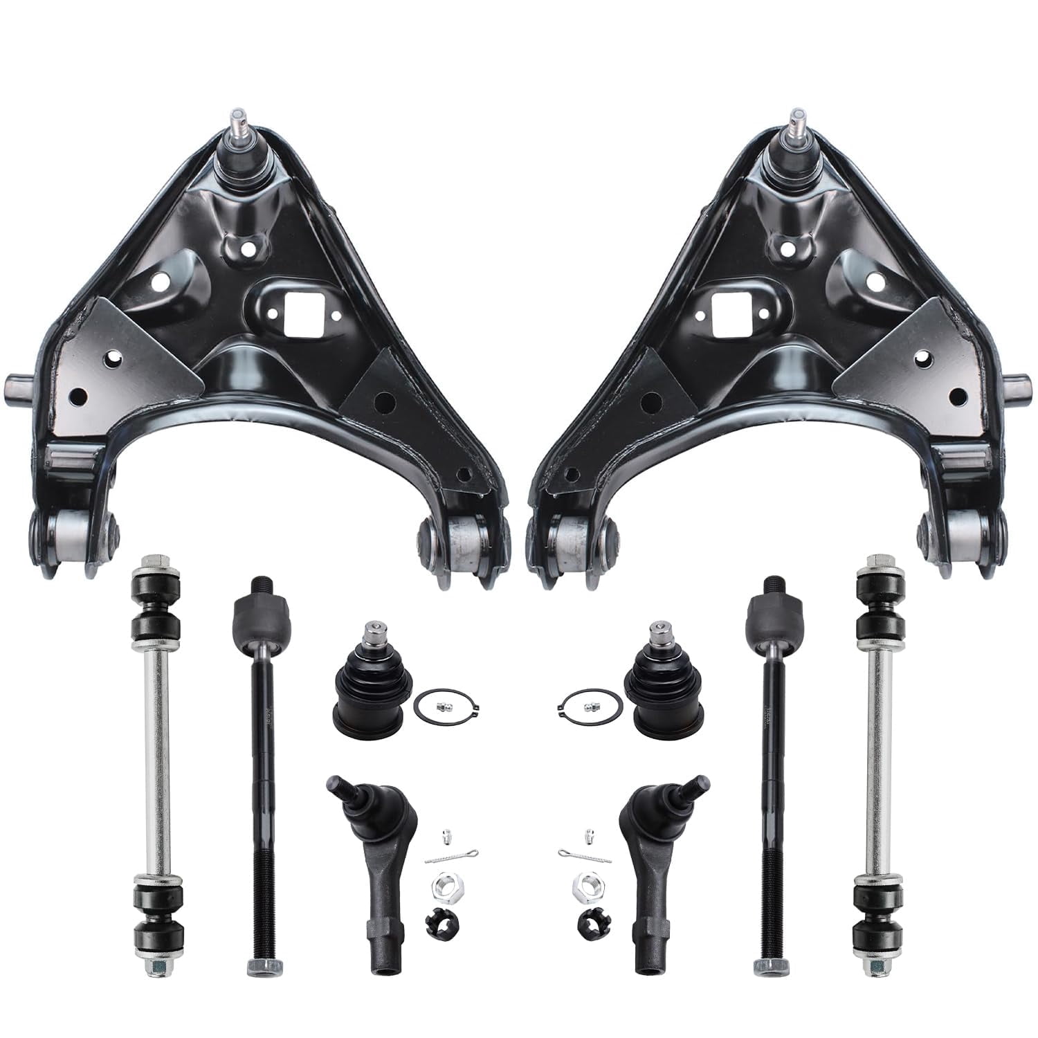 Detroit Axle - 10pc Front Lower Control Arm w/ Ball Joints, Inner Outer Tie Rods & Sway Bars for 2002 2003 2004 2005 Ford Explorer Sport Trac
