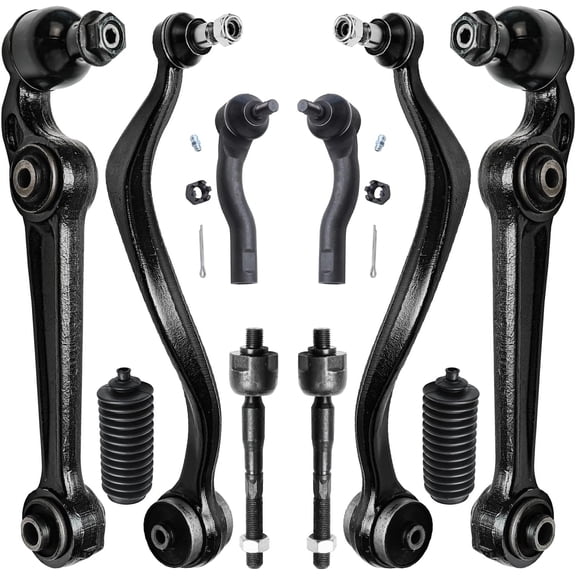 Detroit Axle - 10pc Front Lower Control Arms Kit for Ford Fusion Lincoln MKZ Mercury Milan, 4 Forward Rearward Control Arms with Ball Joint 4 Outer Inner Tie Rods 2 Boots Replacement