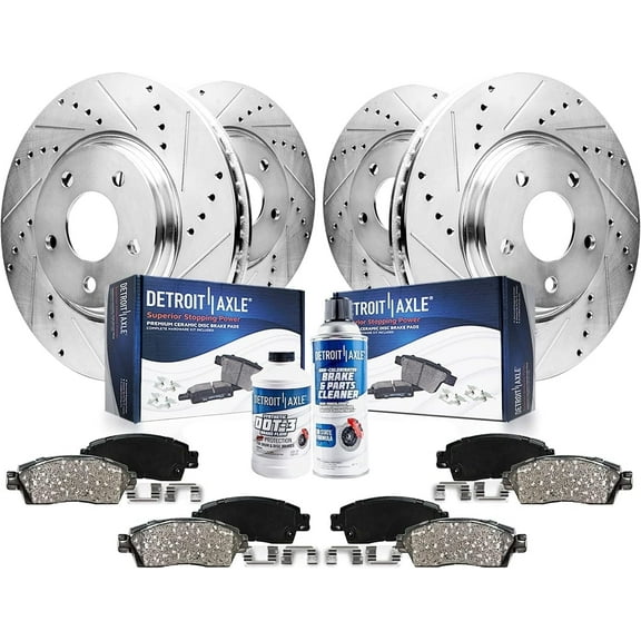 Detroit Axle - 10pc Front Rear Drilled Brake Rotors Brakes Pads for 2020-2023 Subaru Outback Legacy