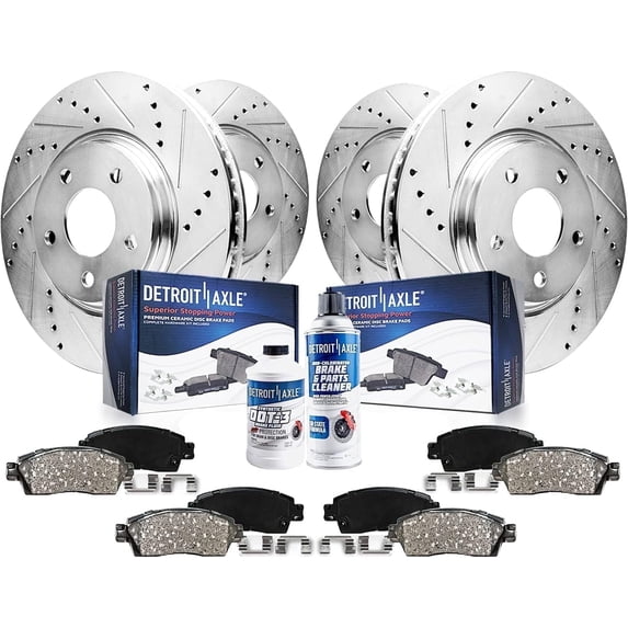 Detroit Axle - Brake Kit for Subaru Legacy Outback WRX Forester, Drilled Slotted Disc Brake Rotors Ceramic Brakes Pads Replacement: 12.44" inch Front and 11.81" inch Rear Rotor