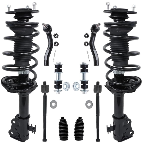 Detroit Axle - 10pc Front Struts & Coil Spring Sway Bars Tie Rods w/Boots Replacement for Toyota Echo