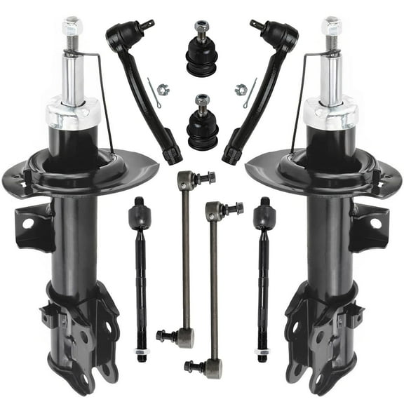 Detroit Axle - 10pc Front Struts Kit for 14-18 Kia Forte Forte5, 14-16 Forte Koup, 2 Bare Struts 2 Sway Bars 2 Lower Ball Joints 4 Tie Rods 2014 2015 2016 Replacement Suspension