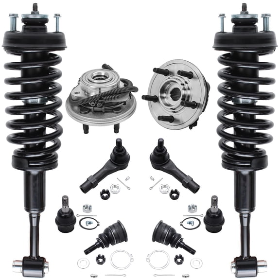 Detroit Axle - 10pc Front Struts Wheel Hubs Ball Joints Outer Tie Rods Replacement for Ford Explorer Fits select: 2002 FORD EXPLORER XLT, 2003 FORD EXPLORER XLT/XLT SPORT/NBX