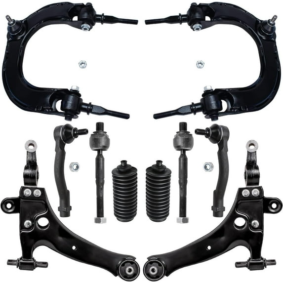 Detroit Axle - 10pc Front Suspension Kit for 01-06 Kia Optima Hyundai XG300 XG350 01-05 Sonata, 2 Upper Control Arms with Ball Joint 2 Lower Control Arms 4 Inner Outer Tie Rods 2 Boots Replacement