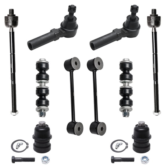 Detroit Axle - 10pc Front Suspension Kit for 01-10 Chrysler PT Cruiser 4 Inner & Outer Tie Rods 2 Lower Ball Joints 4 Front Rear Sway Bar Links 2002 2003 2004 2005 2006 2007 2008 2009 Replacement