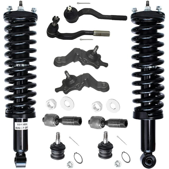 Detroit Axle - 10pc Front Suspension Kit for 1995-2004 Toyota Tacoma 1996 1997 1998 1999 2000 2001 2002 2003, 2 Ready Struts, 4 Upper Lower Ball Joints, 4 Inner and Outer Tie Rods Replacement