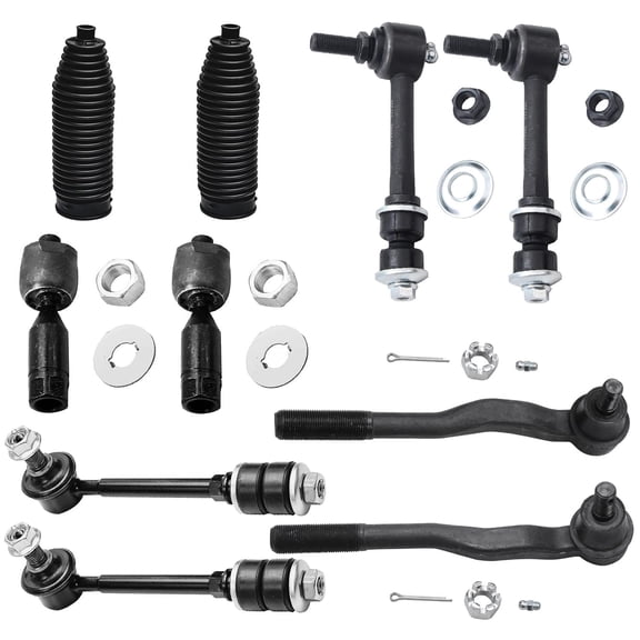 Detroit Axle - 10pc Front Suspension Kit for 1996-2002 Toyota 4Runner 1997 1998 1999 2000 2001 4 Inner and Outer Tie Rods 4 Front & Rear Sway Bars 2 Boots Replacement