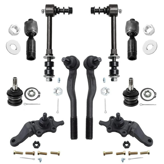 Detroit Axle - 10pc Front Suspension Kit for 1996-2002 Toyota 4Runner 1997 1998 1999 2000 2001, 4 Upper and Lower Ball Joints, 4 Inner & Outer Tie Rods, 2 Sway Bar Links Replacement