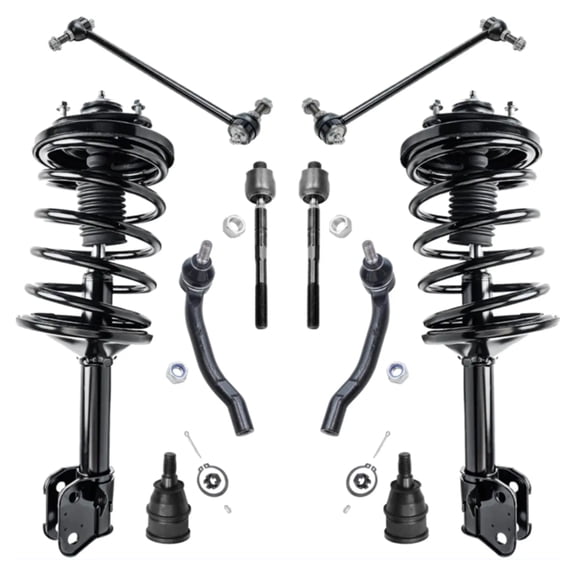 Detroit Axle - 10pc Front Suspension Kit for 2003-2005 Honda Pilot 2001-2002 MDX Complete 2 Struts w/Coil Spring 2 Sway Bars 2 Lower Ball Joints 4 Inner Outer Tie Rods Replacement Ready Struts