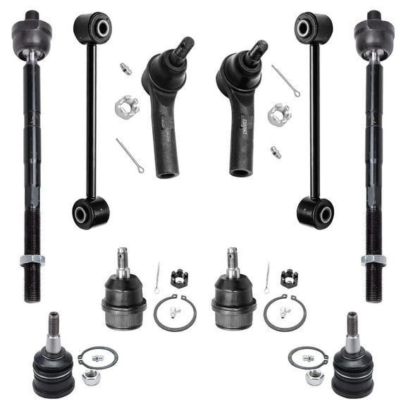 Detroit Axle - 10pc Front Suspension Kit for 2005-2010 Jeep Grand Cherokee 2006-2010 Commander 4 Tie Rod End Links 4 Ball Joints 2 Sway Bar Links 2007 2008 2009 Replacement