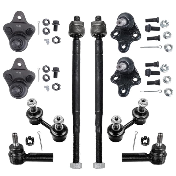 Detroit Axle - 10pc Front Suspension Kit for Toyota 1996-2002 Corolla 2 Lower Ball Joints 4 Inner Outer Tie Rod Ends 4 Front Rear Sway Bar Links 1997 1998 1999 2000 2001 Replacement