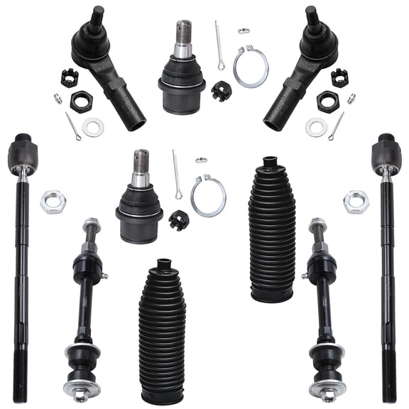 Detroit Axle - 10pc Front Tie Rods & Boots Sway Bars Lower Ball Joints Replacement for Dodge Ram 2500 3500