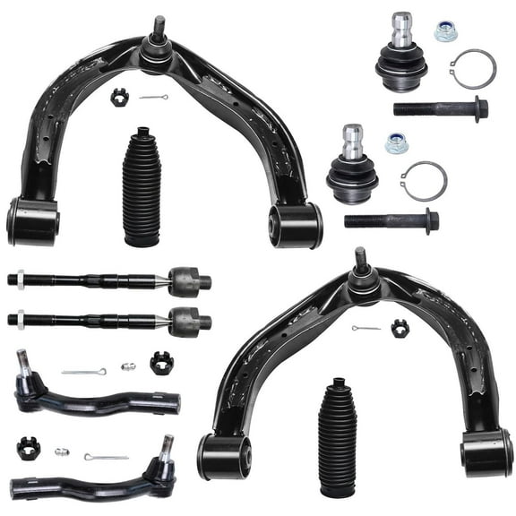 Detroit Axle - 10pc Front Upper Control Arm with Lower Ball Joint, Inner Outer Tie Rods w/Boots for 2004-2013 Infiniti QX56 - [2005-2019 Armada] - 2004-2015 Titan